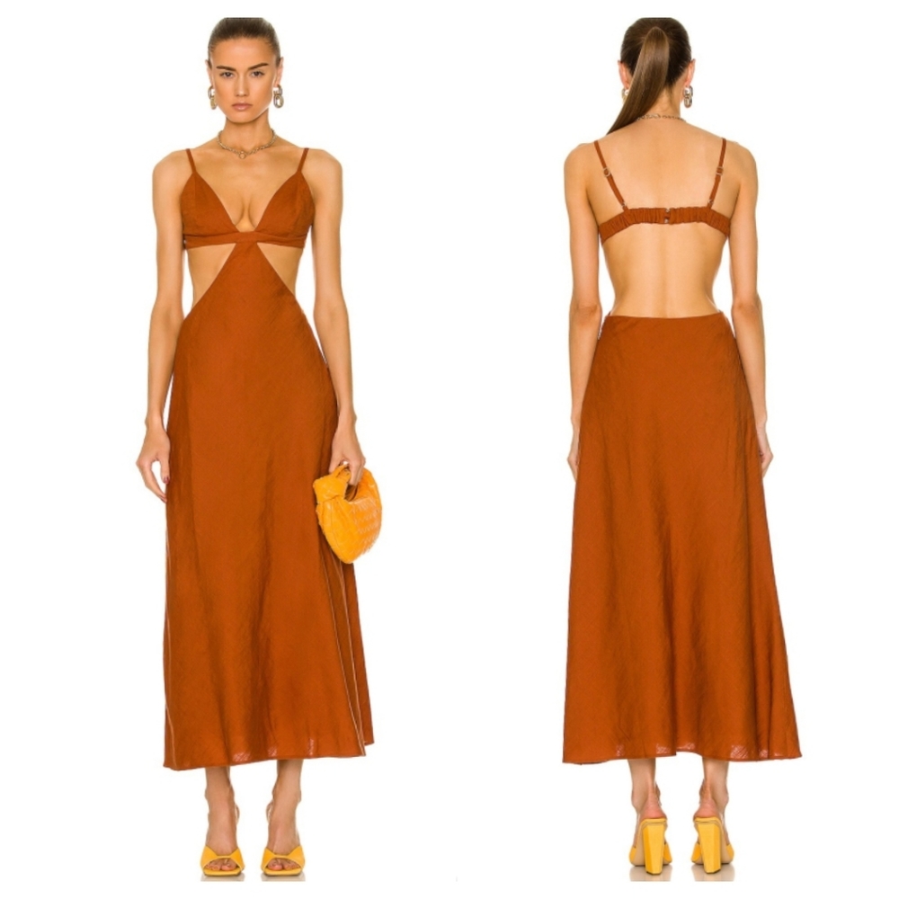 CULT GAIA Amber Selah Cut-Out Linen Dress